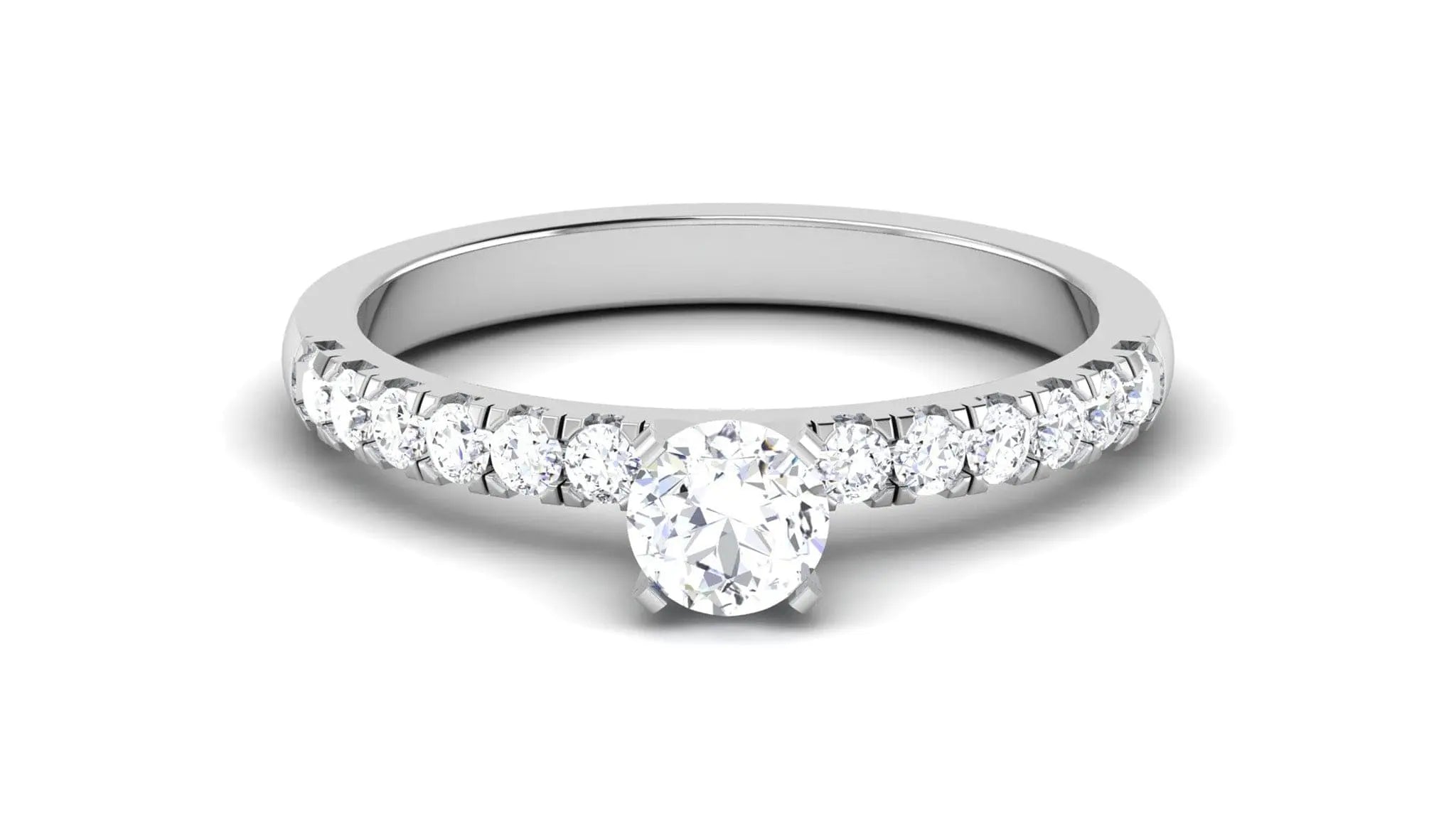 Sleek Cathedral Solitaire Engagement Ring with Round Cut Diamond in 14KT  White Gold | With Clarity